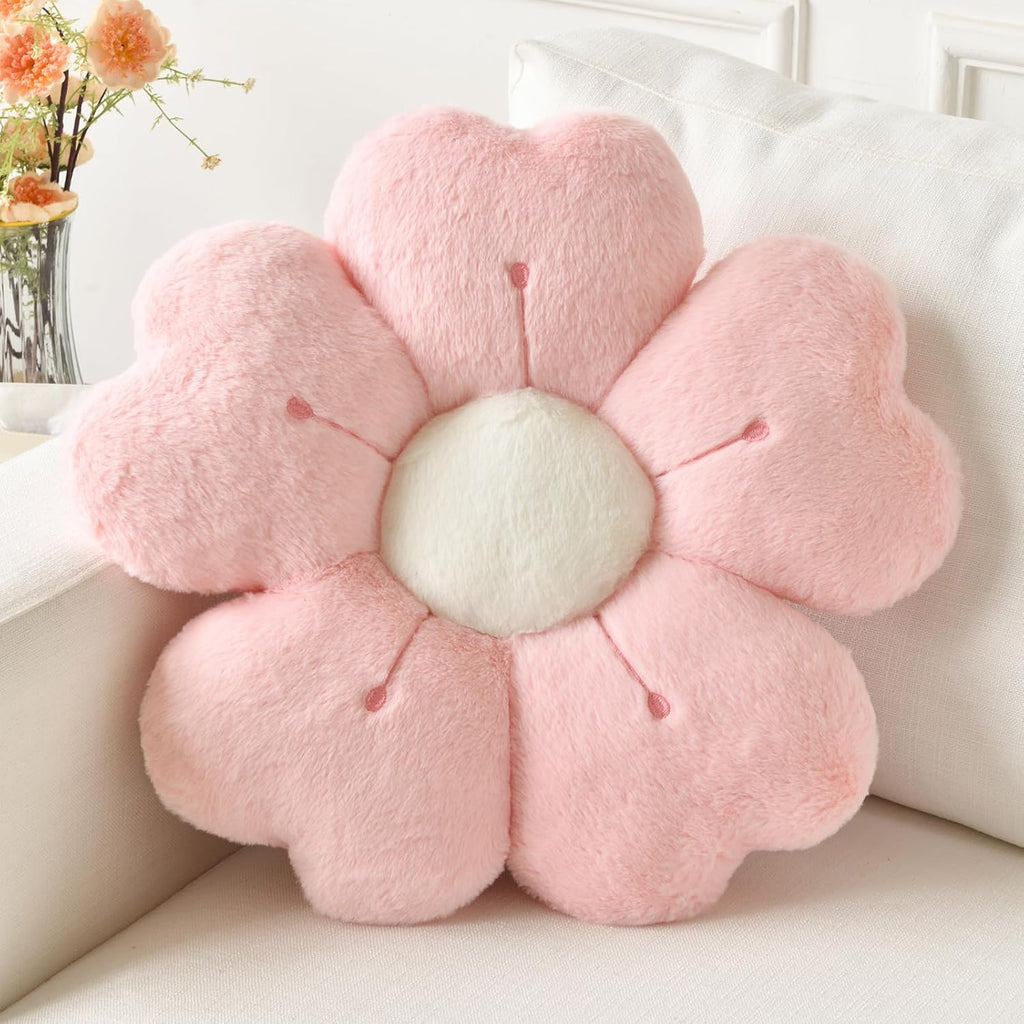 Flower Pillow, Cute Daisy Decorative Throw Pillows, Hot Pink, 15 Inches