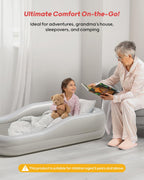 QPAU Inflatable Toddler Travel Bed with 3-Sided, Extra Large, Gray