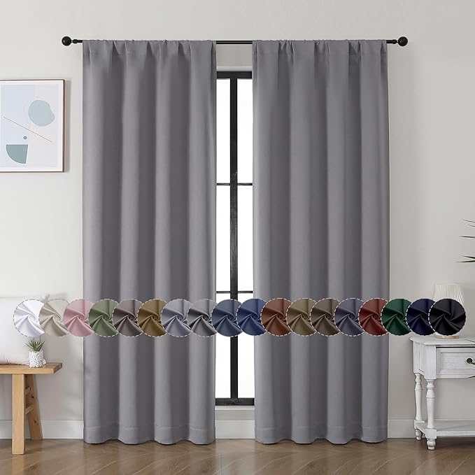 Simplebrand Ava Light Grey Blackout Curtains by Simplebrand