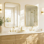24x36 Inch Brushed Gold Rounded Rectangle Bathroom Vanity Mirror