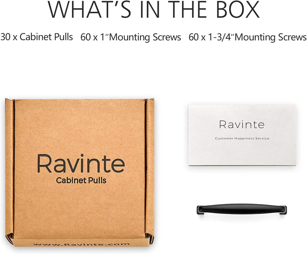 Ravinte Matte Black Pulls Kitchen Cabinet Handles 5 Inch 30 Pack