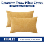 MIULEE Pack of 2 Couch Throw Pillow Covers 12x20 Inch Soft Gold Chenille Lumbar - Image 6