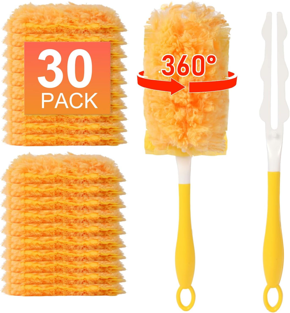 30 Count Duster Refill for Swiffer Duster with 1 Handle, Yellow