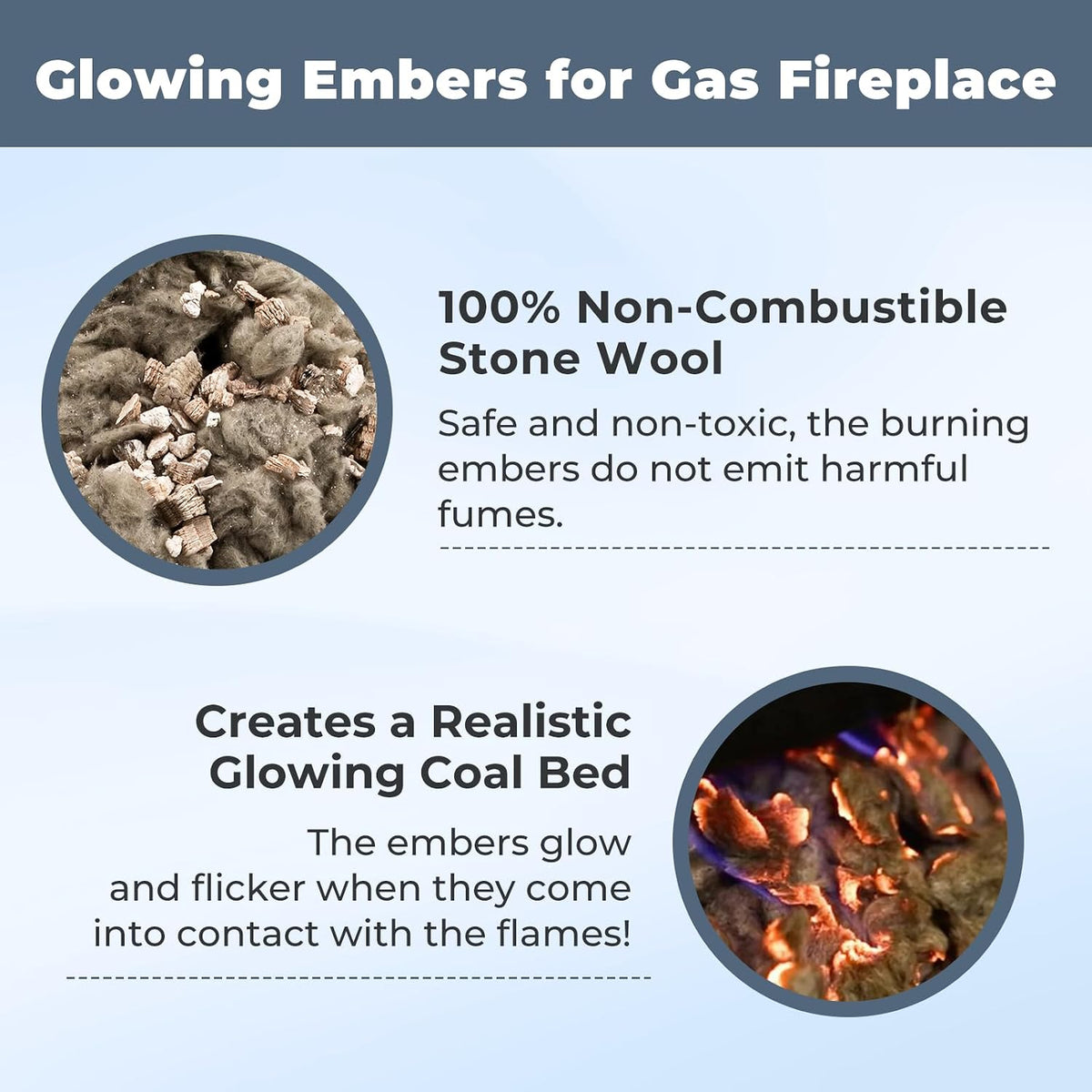 Glowing Embers Rock Wool & Mica Flakes, Gas Fireplace Embers - 8 Oz Bag