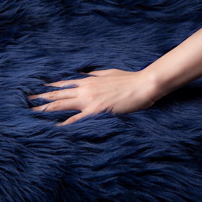 Ashler Faux Fur Rectangular Rug, Fluffy Shaggy 2 x 2.9 ft, Ultra Soft, Machine - Image 5