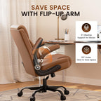 GTPLAYER PU Leather Office Chair, Memory Foam Cushion Desk Chair, Brown