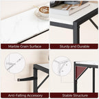 MAHANCRIS Narrow Console Table, 43.7" Sofa Table with Outlets, Marble&Black