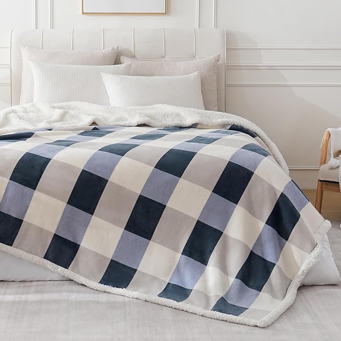 PU MEI Sherpa Throw Blanket Reversible Large Big King Size Flannel Blankets - Image 2