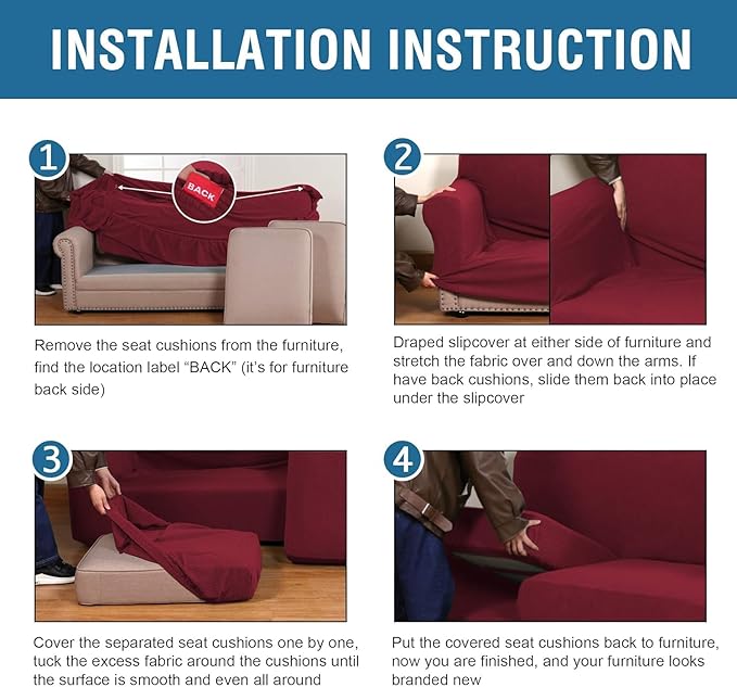 H.VERSAILTEX 4 Piece Stretch Sofa Covers - Image 6