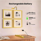Lights for Pictures on Wall, 16in Battery Operated Picture Lights for Paintings, 5000mAh Wall Lights with Remote and 3 Light Modes,Art Light for Wall Painting,Frame, Portrait, Dartboard - Gold
