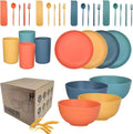 Unbreakable Wheat Straw Dinnerware Set for 4 (32 PCS) – Microwave & Dishwasher Safe – BPA-Free – Lightweight Plates, Bowls & Cups for Camping, Kids & Everyday Use