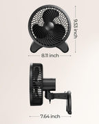 Koonie 8'' Wall Mount Fan, Quiet Small Fan with Timer, 8.2ft Wired Remote