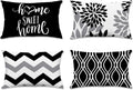 Hexagram Geometric Black Pillow Covers 12x20 Set of 4, Decorative Outdoor Boho by Hexagram
