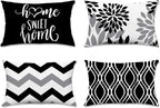 Hexagram Geometric Black Pillow Covers 12x20 Set of 4, Decorative Outdoor Boho by Hexagram