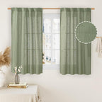 LAMIT Sage Green Linen Curtains 48 Inch Length 2 Panels, Light Filtering Panels by LAMIT
