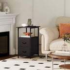 Somdot End Table Set of 2 with Charging Station, 2 Drawers, Slim Side Table