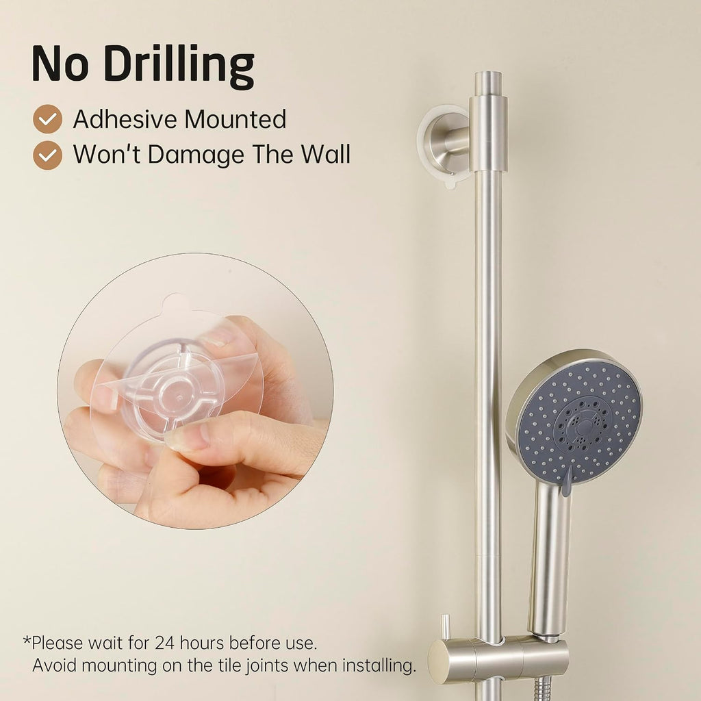 KES No Drill 30-Inch Shower Slide Bar with Adjustable Handheld Shower Head Holder, Self Adhesive, Universal Fit, 18/8 Brushed Stainless Steel Drill-Free for Bathroom, F209S78DF-BS