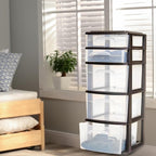HOMZ Drawer Tower, 5-Tier Storage Organizer Unit, Black Frame