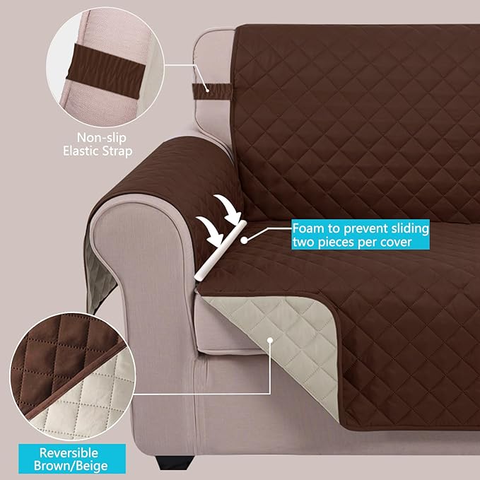 U-NICE HOME Recliner Chair Covers Reversible Quilted Water Repellent Pet - Image 3