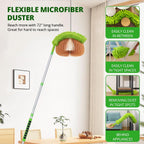 Ceiling Fan Cleaner Duster with 6 Ft/72'' Extension Pole High Ceiling Fan Blade Cleaning Tool Microfiber Duster Reusable Pads for Cleaning Ceiling Fan, Baseboard, Blind, Cobweb, Molding