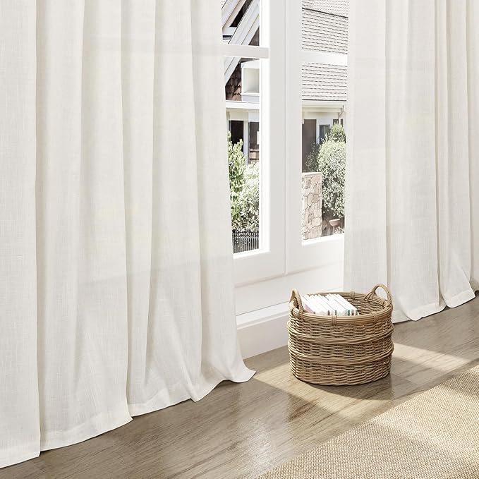 Nanspring Beige White Cafe Curtains 40 Inch Length - Image 5