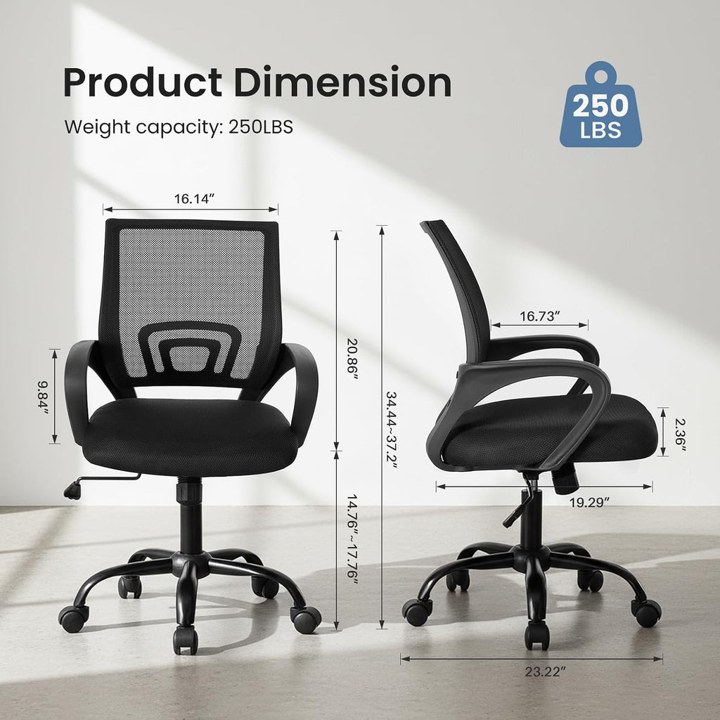 DUMOS Ergonomic Office Chair, Mid-Back Comfy Executive Desk Chair Set of 2
