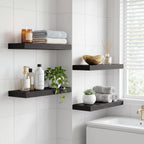 Fixwal Floating Shelves for Wall Decor (Black, Set of 4, 15.7 Inch)