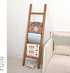 FUIN Blanket Ladder, 57in Rustic Solid Wood Decorative Ladder, Dark Brown
