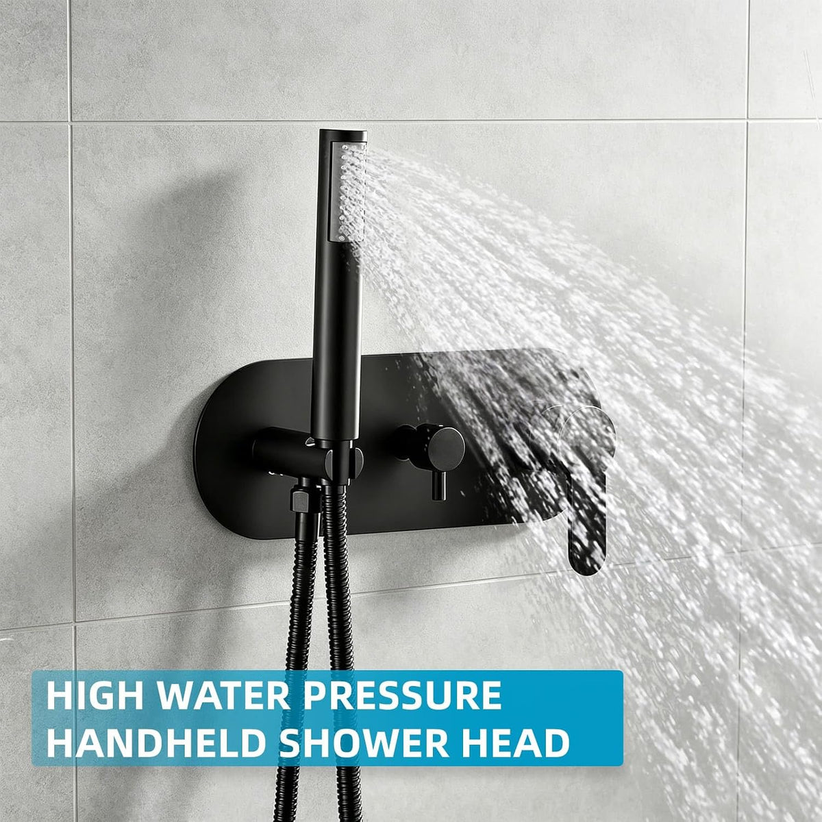 HUCKLE Matter Black Shower Faucet Set, 10 Inch Round Rainfall Shower System