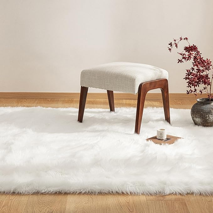 Ashler faux fur rug, Fluffy Shaggy Area Rug Ultra Soft 3 x 5 Feet Rectangle Fur - Image 4
