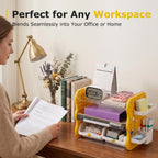COMIX 3-Tier Paper Organizer Letter Tray, File Organizer for Desk, Yellow