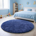 yulidayang Blue Fluffy Round Area Rugs by yulidayang