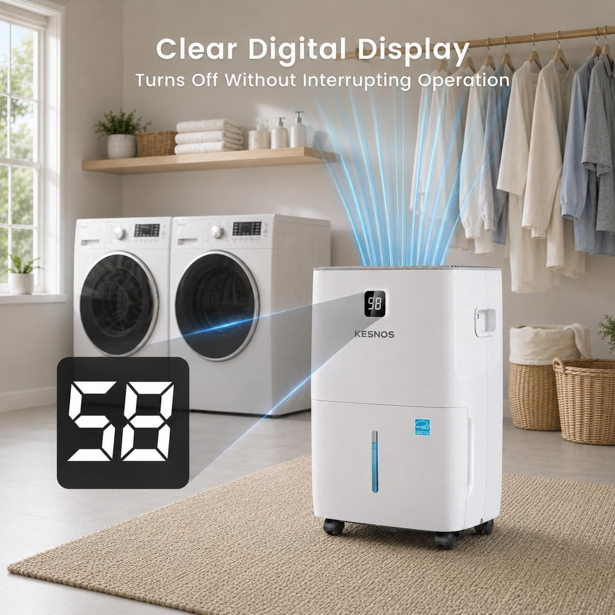 80 Pints Energy Star Dehumidifier for Basement with Drain Hose, 6000 Sq. Ft
