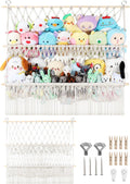 2 Tier Stuffed Animal Storage Shelf Net, 35x30'' Large Plushie Net Beige