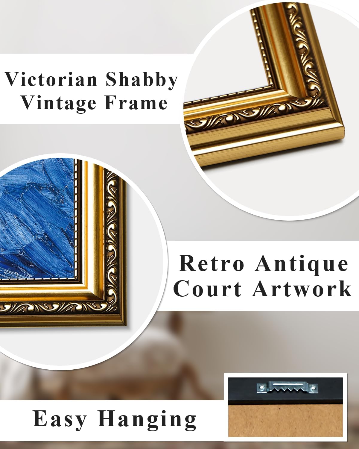 ARPEOTCY Vintage Gold Framed Wall Art, Classical White Butterfly Paintings, 8x10 inch Small Moody Green Canvas Prints with Antique Picture Frame, Victorian Wall Decor for Gallery Living Room Shelf