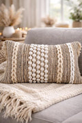 Decorative Boho-Chic Lumbar Pillow Cover 12x20 Premium Handwoven Tufted Cotton by Cozydeko