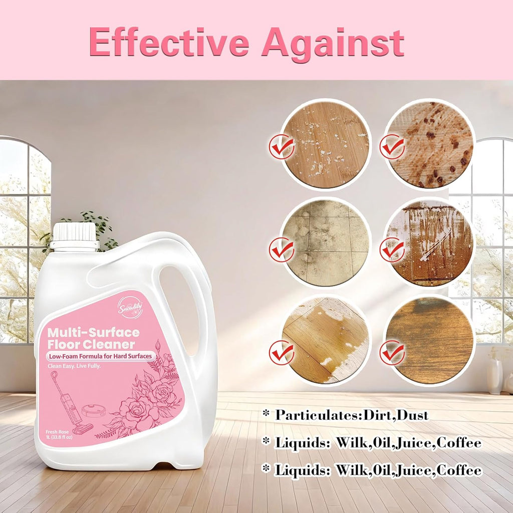Snowlily Floor Cleaning Solution Compatible with Dreame 33.8 Fl Oz rose