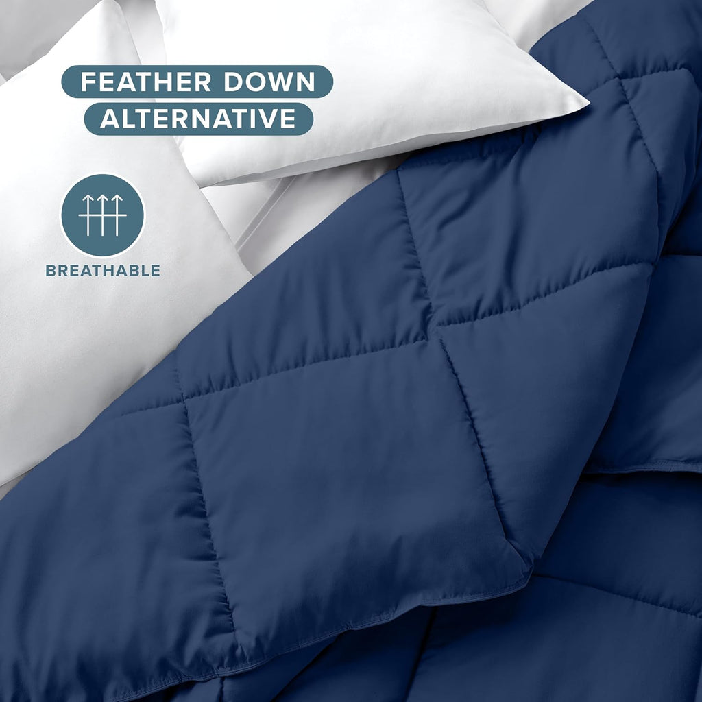 Bare Home Duvet Insert Comforter (Queen, Dark Blue)