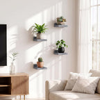 Fixwal Small Floating Shelves for Wall Decor (Grey, Set of 4, 5 Inch)