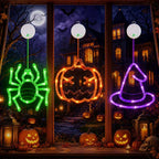 LOLStar Halloween Window Lights, 3 Pack Pumpkin, Spider, Witch Hat Lights