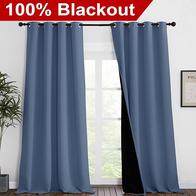 NICETOWN Insulated 100% Blackout Curtains, Noise Reducing Performance Drapes - Image 2