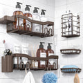 NESOMI Shower Caddy Adhesive Shower Organizer 7-Pack, Rustproof Stainless Steel Bathroom Shelves, Large Capacity No-Drill Rack Storage Accessories with Soap Dish Toothbrush Holder Hooks