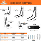 16 Pack Heavy Duty Garage Hooks, Wall Mounted Tool Hangers