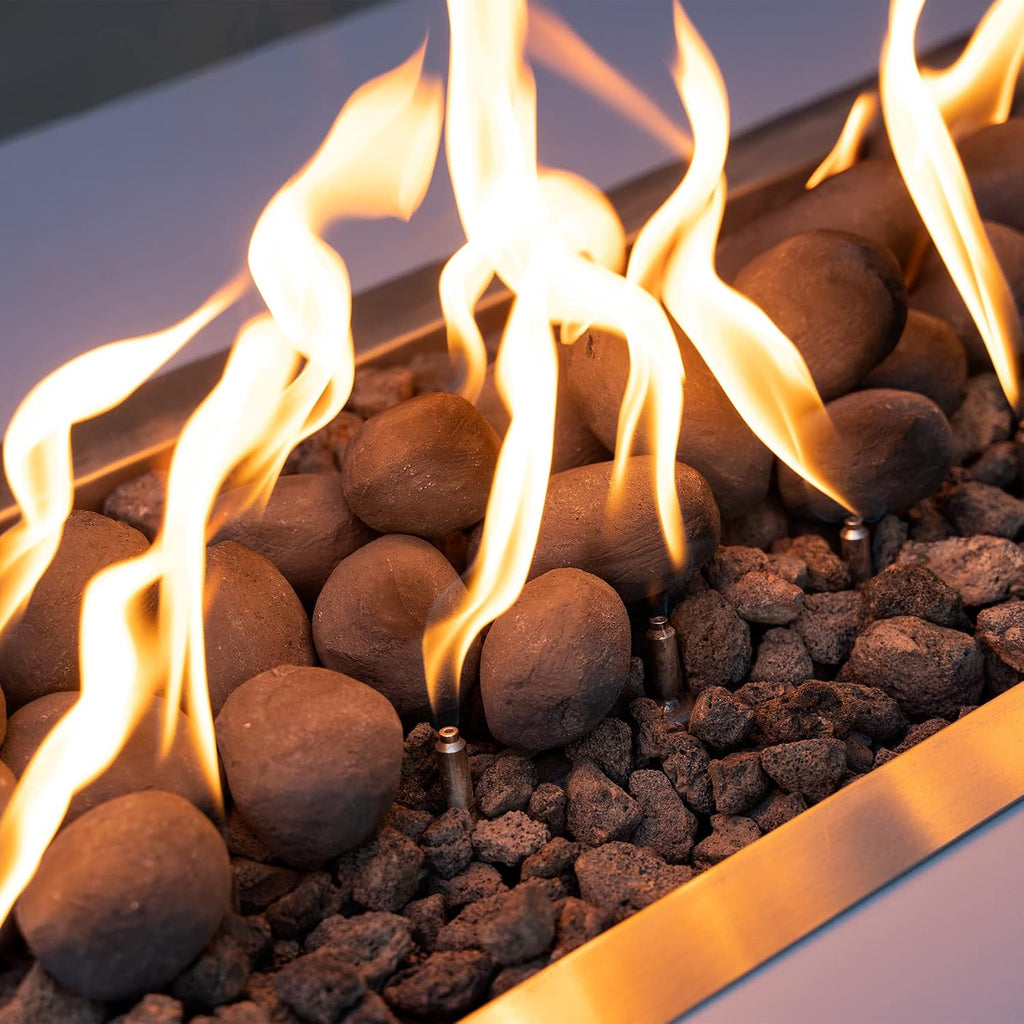Stanbroil 24pcs Lightweight Ceramic Fiber Pebble Stones for Fire Pit, Black