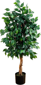 Nearly Natural 4 ft Artificial Triple Trunk Ficus Tree with Pot