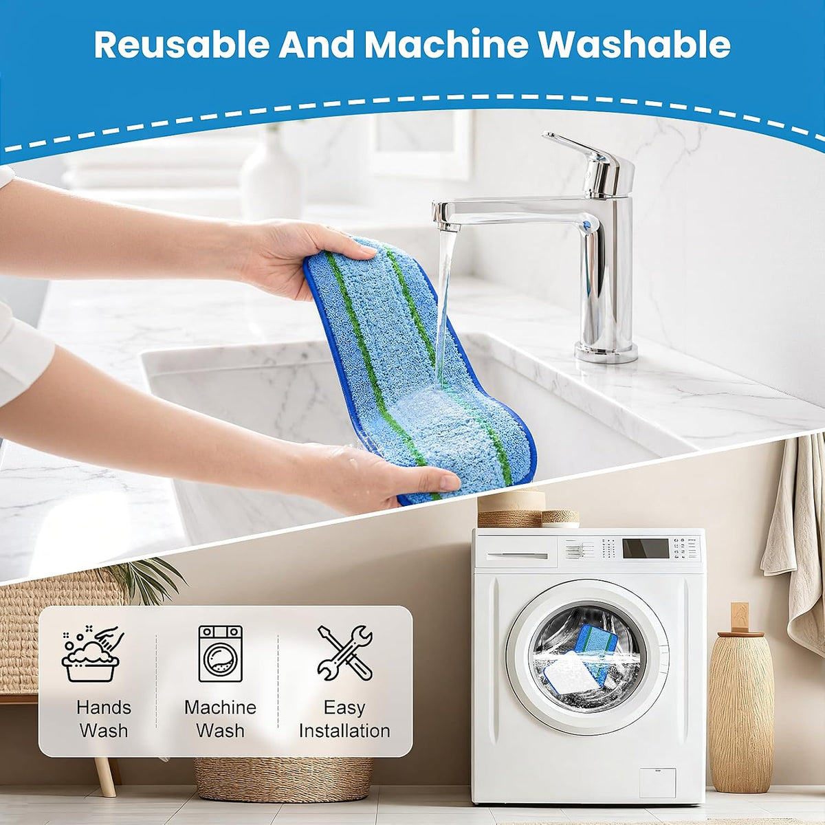3 Pack Microfiber Cleaning Pad for Bona Mop Pads Refills Microfiber Pads