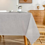 Natural Linen Rectangle Tablecloth, Slubby Textured Fall Lightweight Table Cloth 52 x 70 Inch, Water Resistant Stain Resistant Farmhouse Burlap Table Cover for Kitchen Dining Room, Camel
