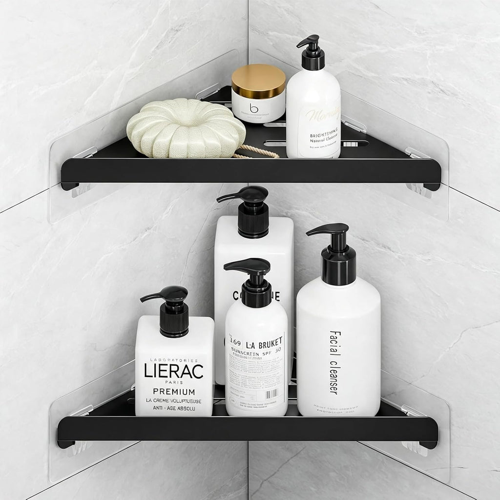 Shower Caddy Storage, Triangle Corner Shelf with Adhesive Hook