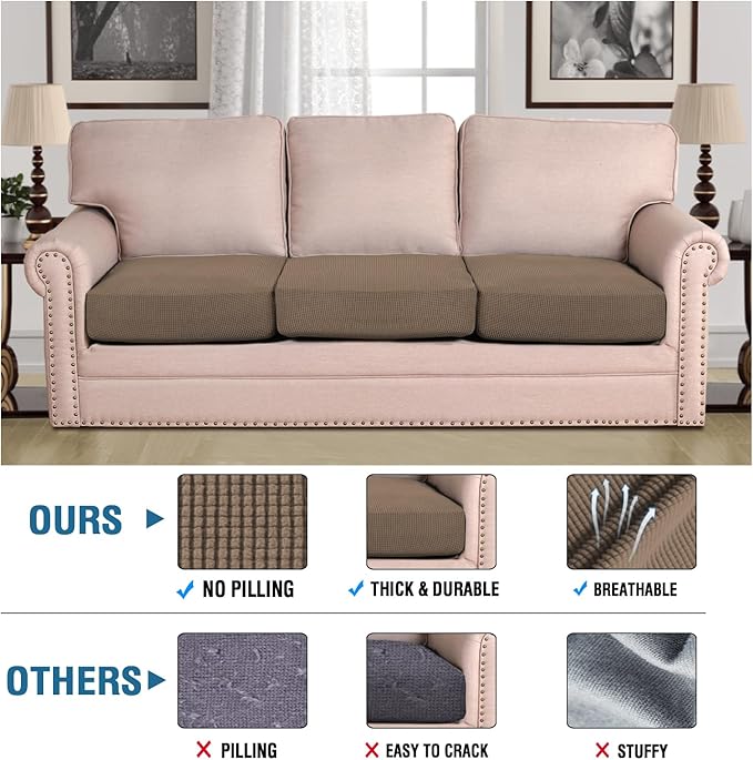H.VERSAILTEX Super Stretch Individual Seat Cushion Covers Sofa Covers Couch - Image 2