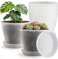 6 Pack 8 Inch Clear Nursery Plant Pots with Large Drainage Holes &Saucer